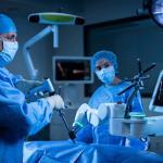 robotic knee surgery in operating room