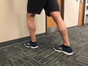 Calf muscle stretch for plantar fasciitis