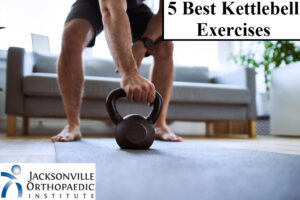 Man at home with kettlebell for workout. JOI Rehab
